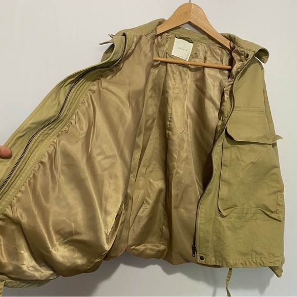 Elodie Khaki Utility Jacket Large Military Cargo Style Zip Front Cotton Coat - Picture 8 of 15